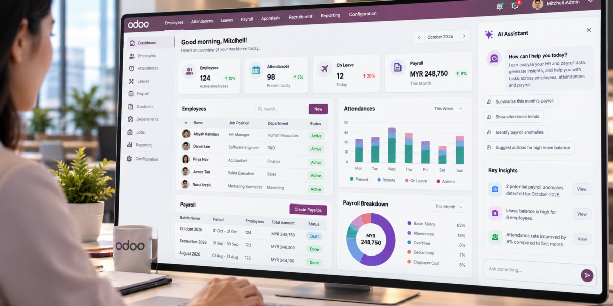 Modern Odoo HR Dashboard Workspace