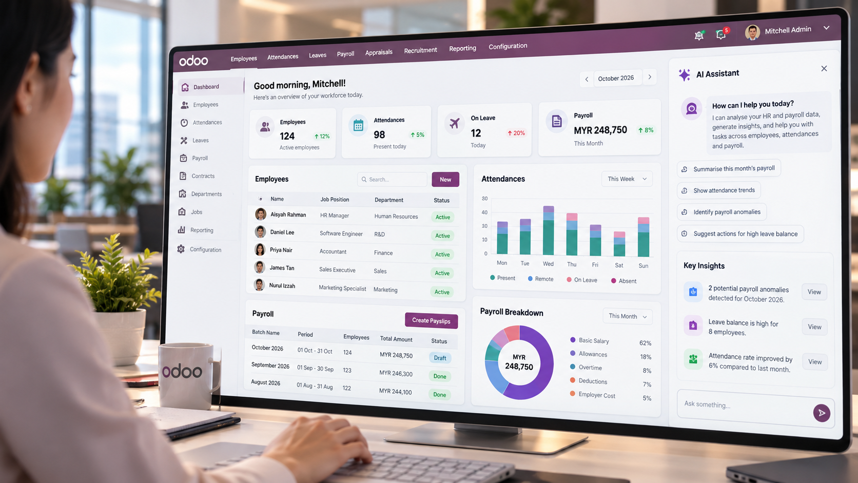 Modern Odoo HR Dashboard Workspace